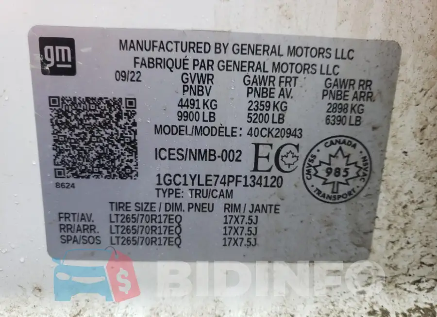 1GC1YLE74PF134120 Photo# 12