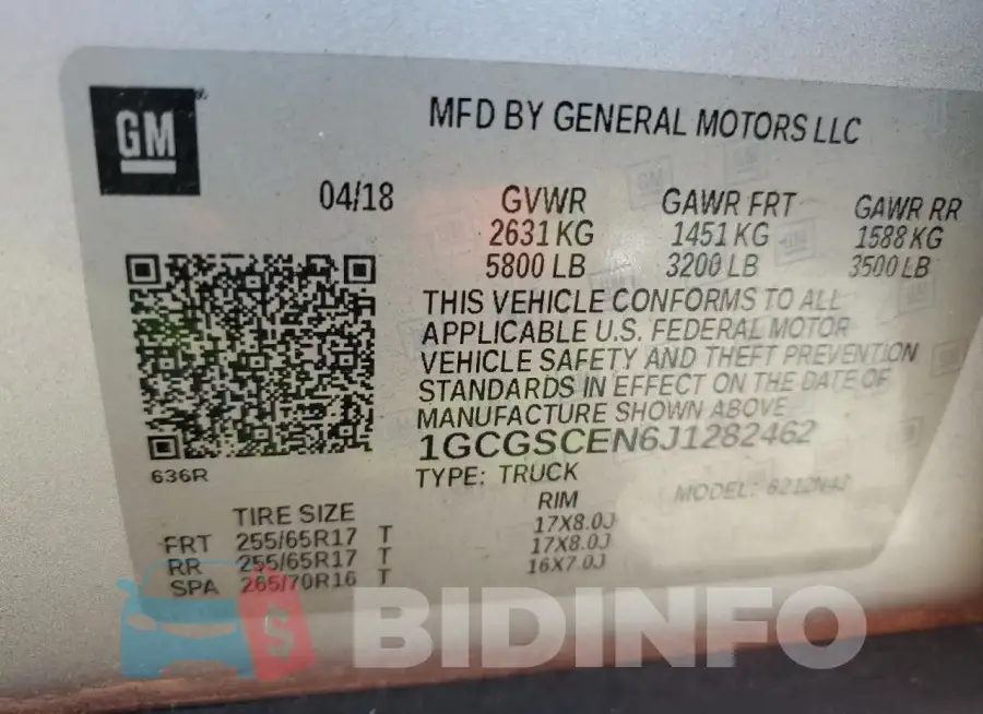 1GCGSCEN6J1282462 Photo# 13