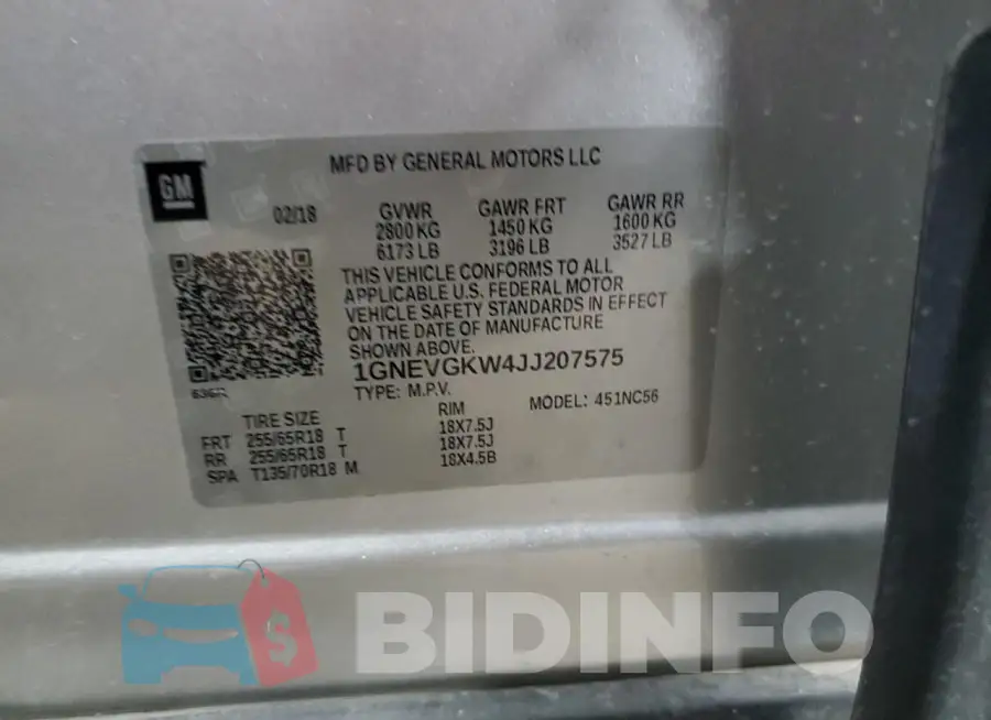 1GNEVGKW4JJ207575 Photo# 13