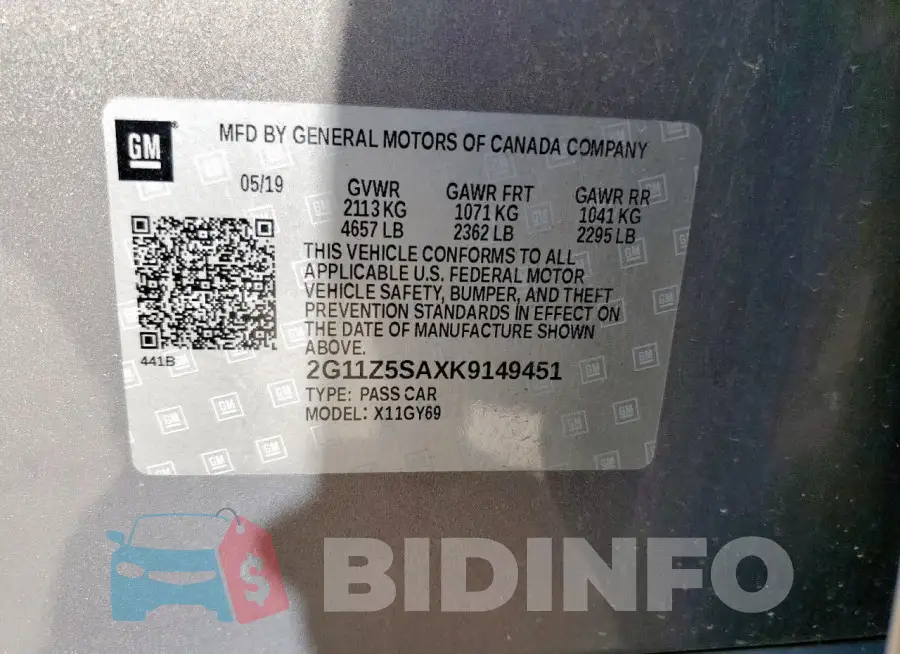 2G11Z5SAXK9149451 Photo# 12