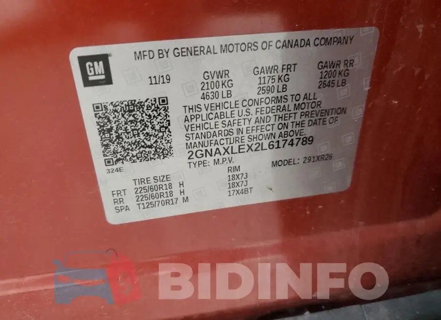 2GNAXLEX2L6174789 Photo# 14
