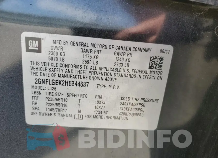 2GNFLGEK2H6344637 Photo# 12