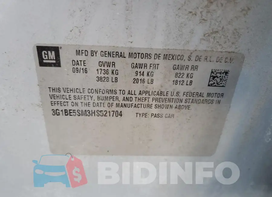3G1BE5SM3HS521704 Photo# 12