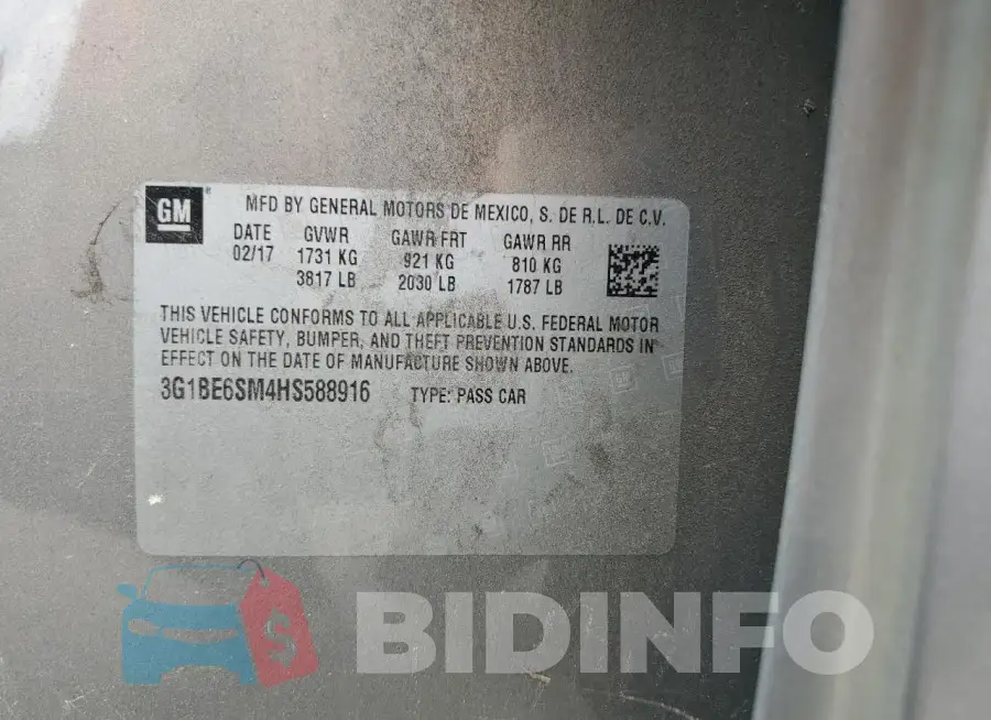 3G1BE6SM4HS588916 Photo# 12