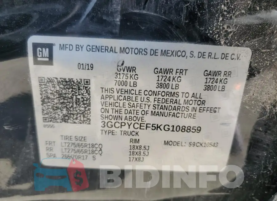 3GCPYCEF5KG108859 Photo# 12
