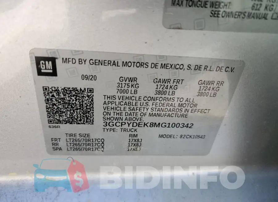 3GCPYDEK8MG100342 Photo# 12