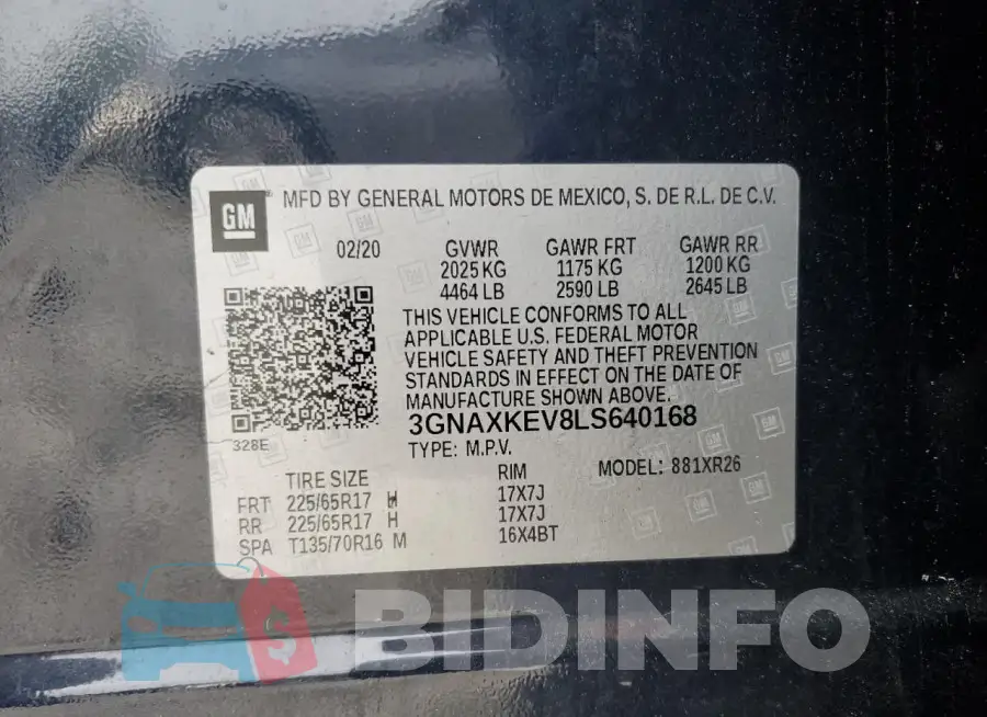 3GNAXKEV8LS640168 Photo# 13