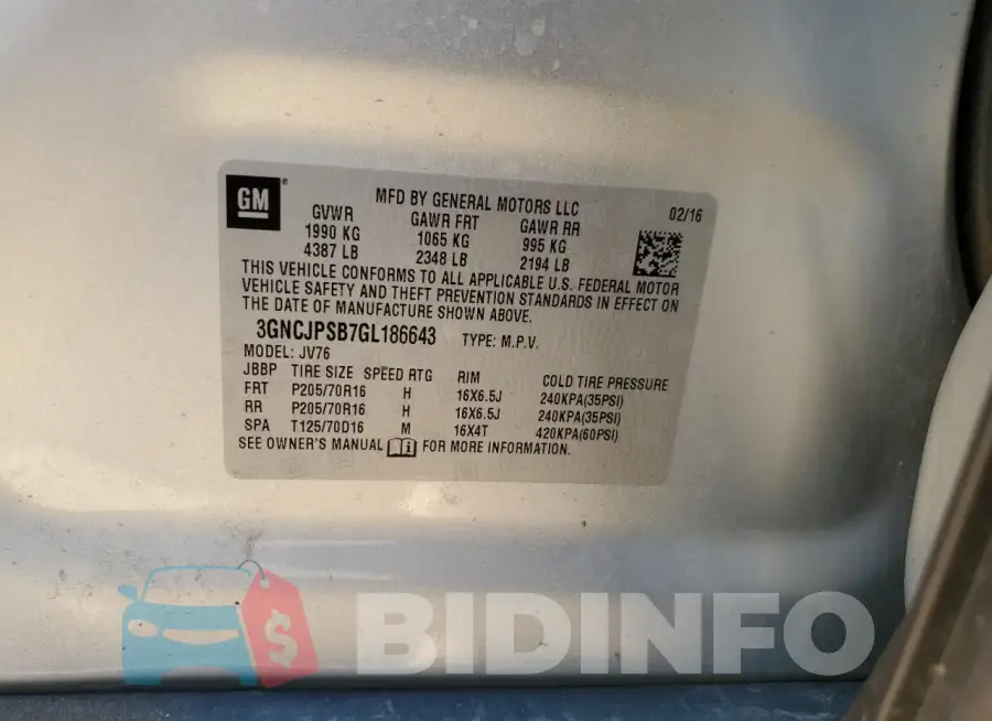 3GNCJPSB7GL186643 Photo# 13