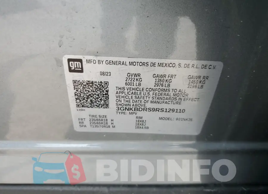 3GNKBDRS9RS129110 Photo# 13