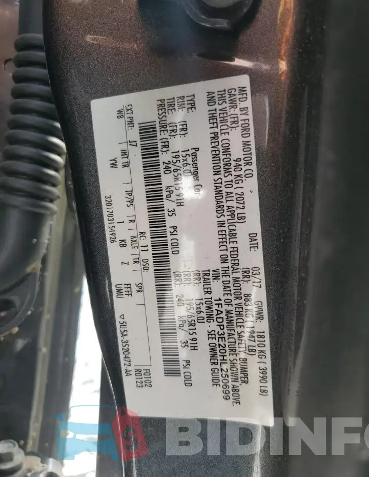 1FADP3E20HL250699 Photo# 12