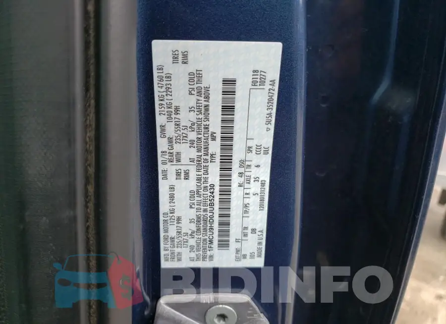 1FMCU9HD0JUB52430 Photo# 14