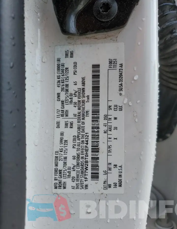 1FT7W2BT0HEF44321 Photo# 12