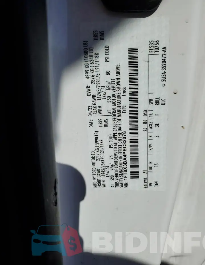 1FT8X3BA4PEC82078 Photo# 12