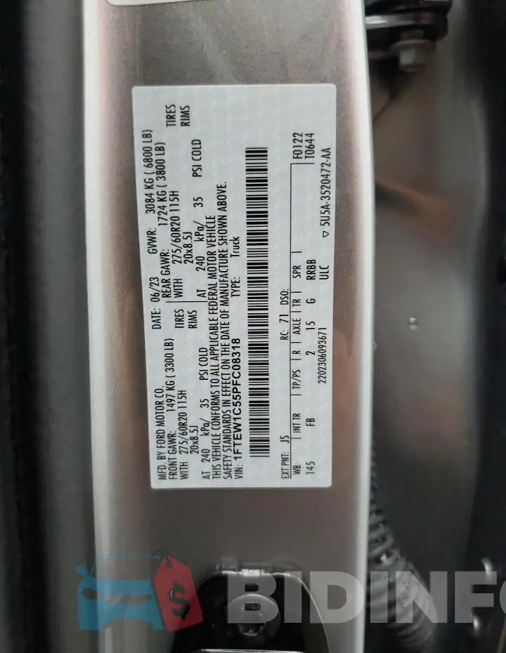 1FTEW1C55PFC08318 Photo# 13