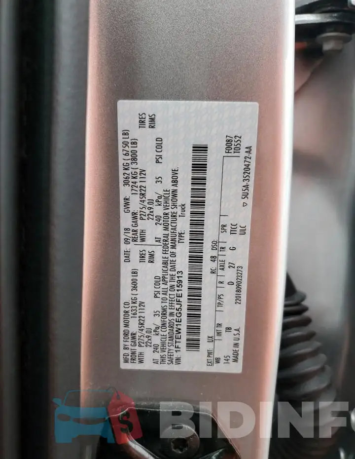 1FTEW1EG5JFE15913 Photo# 12