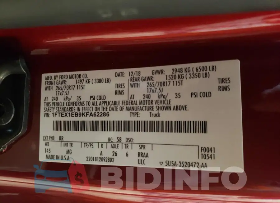 1FTEX1EB9KFA62286 Photo# 12