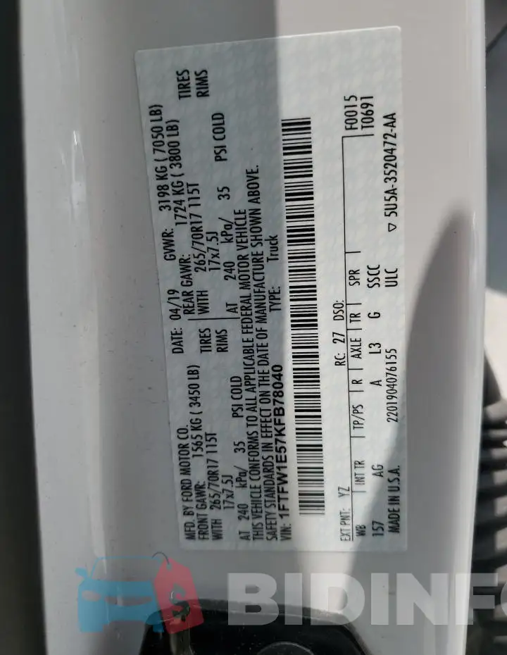 1FTFW1E57KFB78040 Photo# 12
