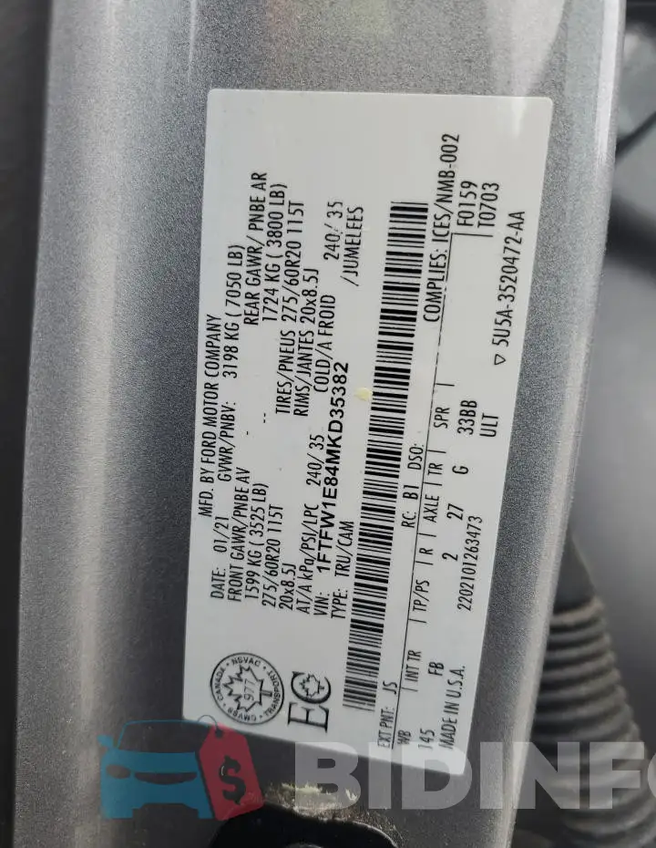 1FTFW1E84MKD35382 Photo# 12