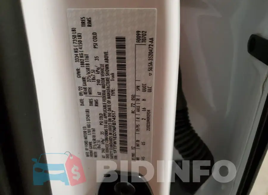 1FTFW1ED7NFB74517 Photo# 13