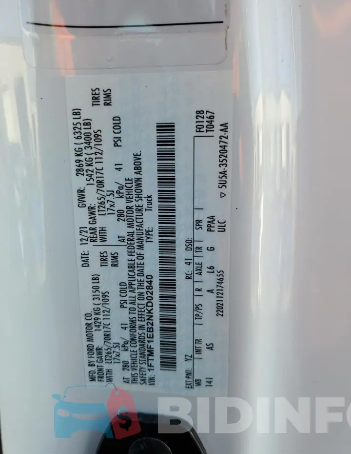 1FTMF1EB2NKD02840 Photo# 12