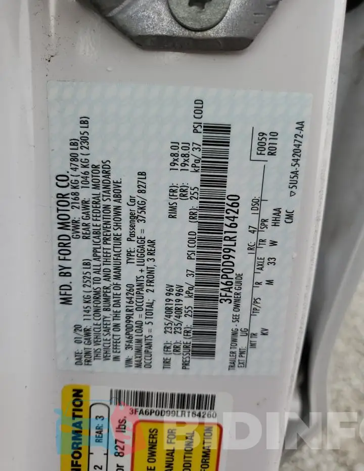 3FA6P0D99LR164260 Photo# 12