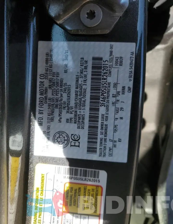 3FA6P0SU5LR262015 Photo# 12