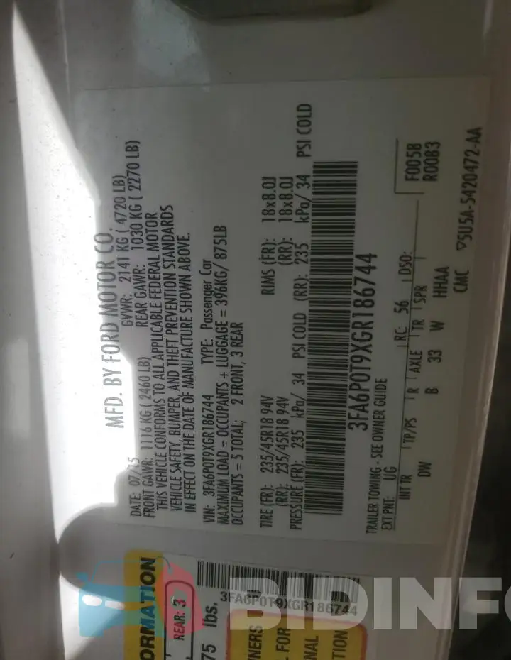 3FA6P0T9XGR186744 Photo# 12