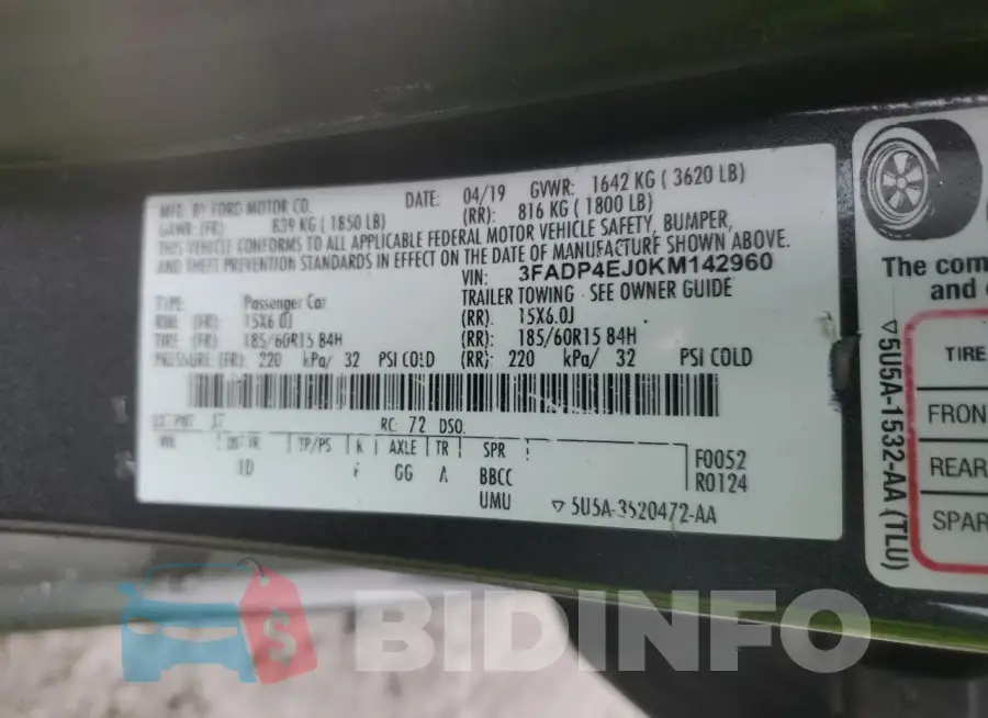 3FADP4EJ0KM142960 Photo# 12