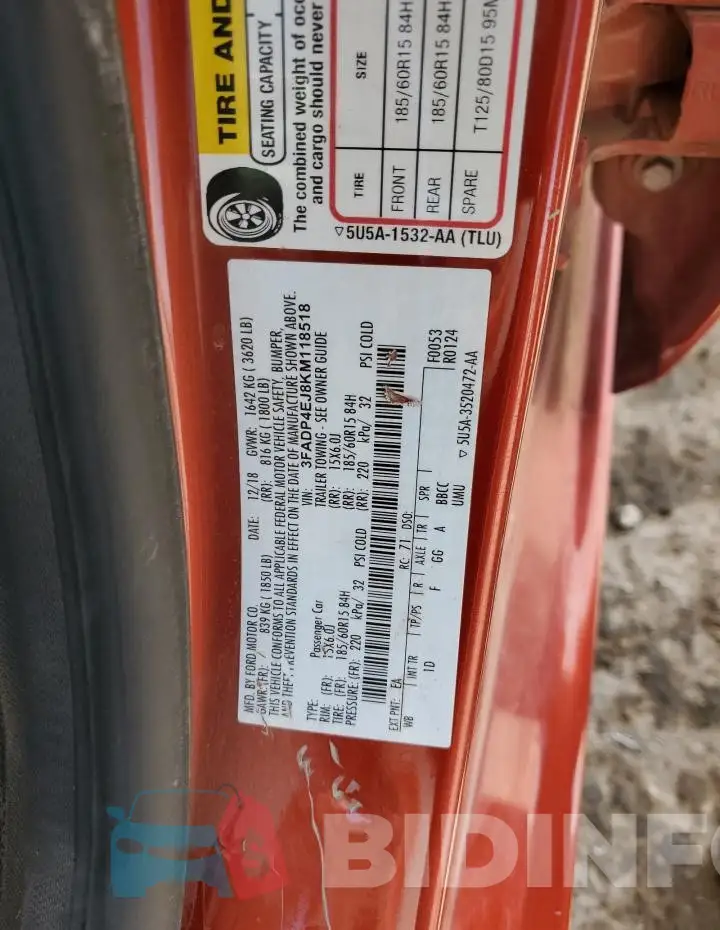 3FADP4EJ8KM118518 Photo# 12
