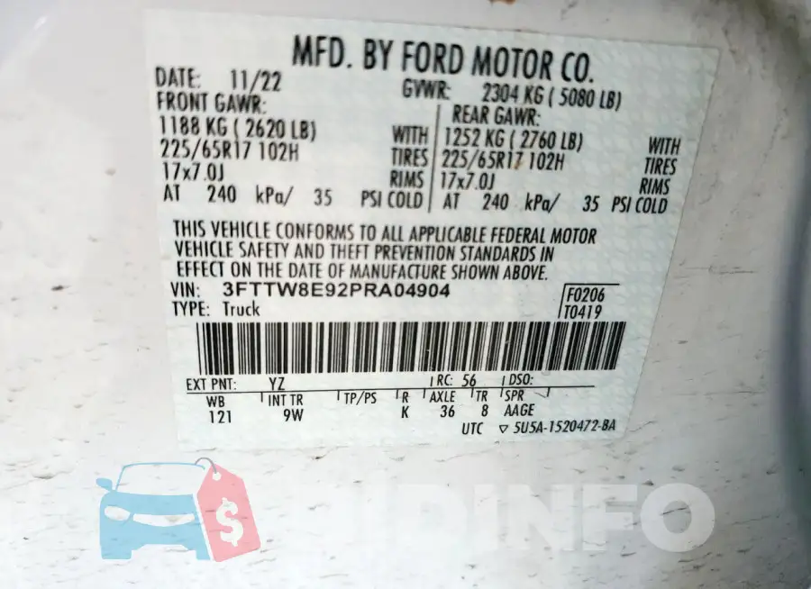 3FTTW8E92PRA04904 Photo# 12