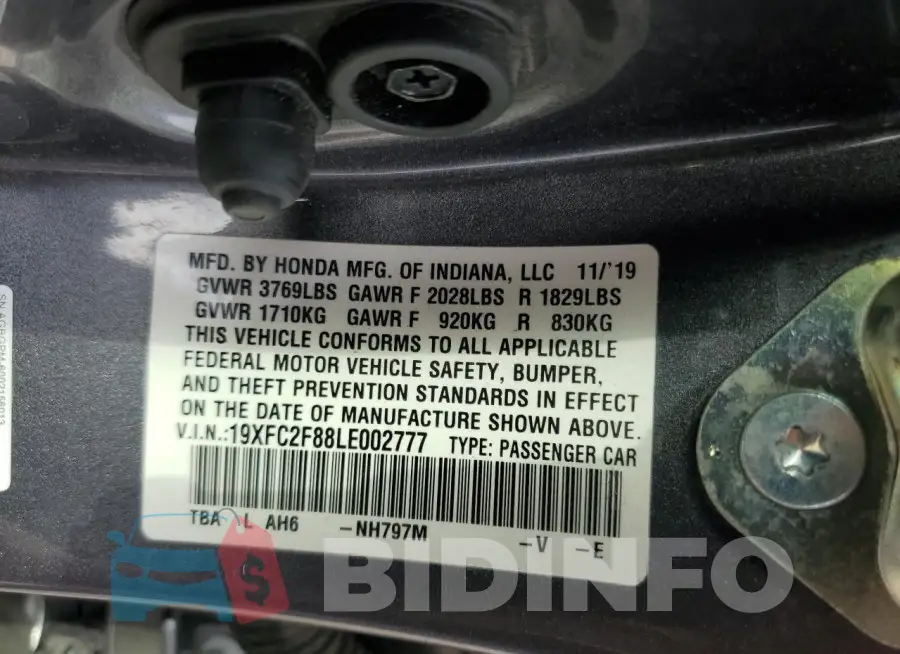 19XFC2F88LE002777 Photo# 12