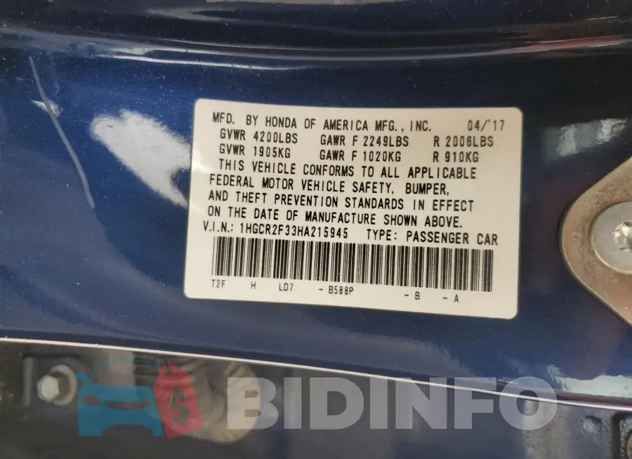 1HGCR2F33HA215945 Photo# 13