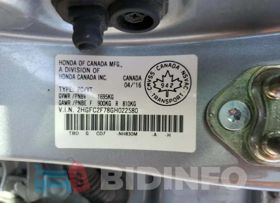 2HGFC2F78GH022580 Photo# 12