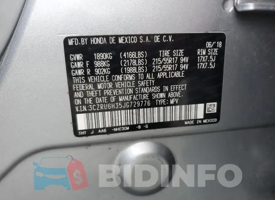 3CZRU6H35JG729776 Photo# 14