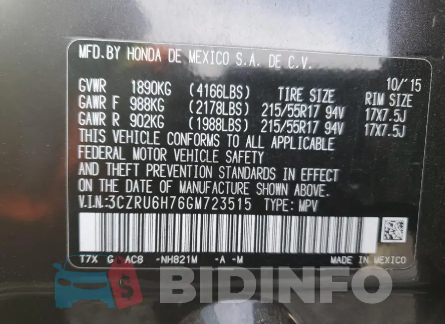 3CZRU6H76GM723515 Photo# 12