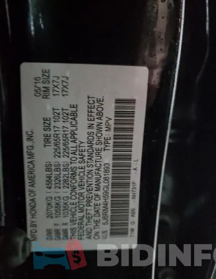 5J6RM4H59GL081893 Photo# 13
