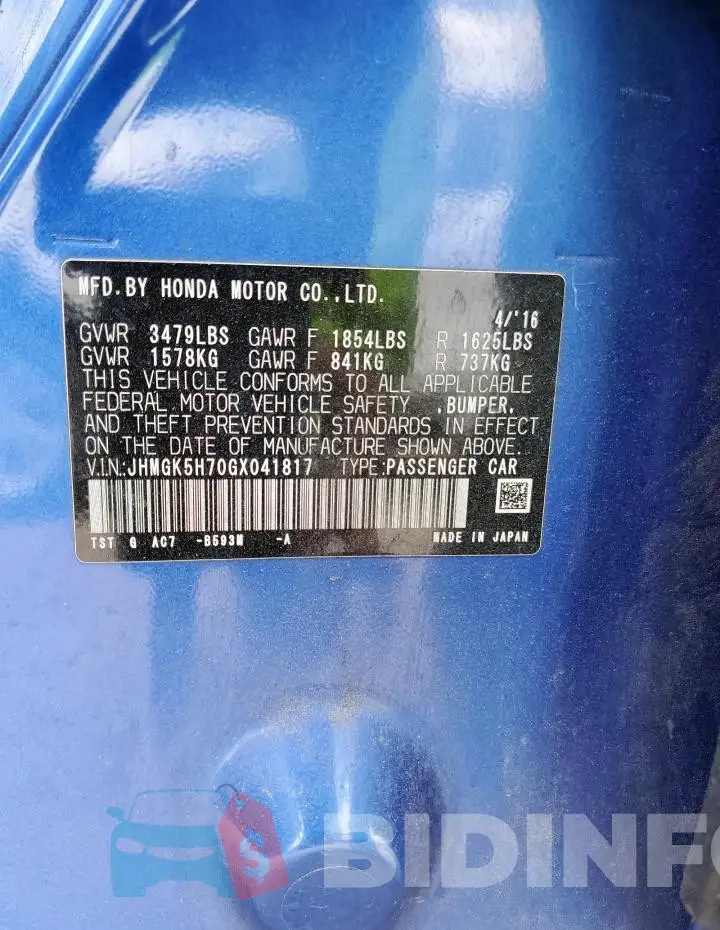 JHMGK5H70GX041817 Photo# 13