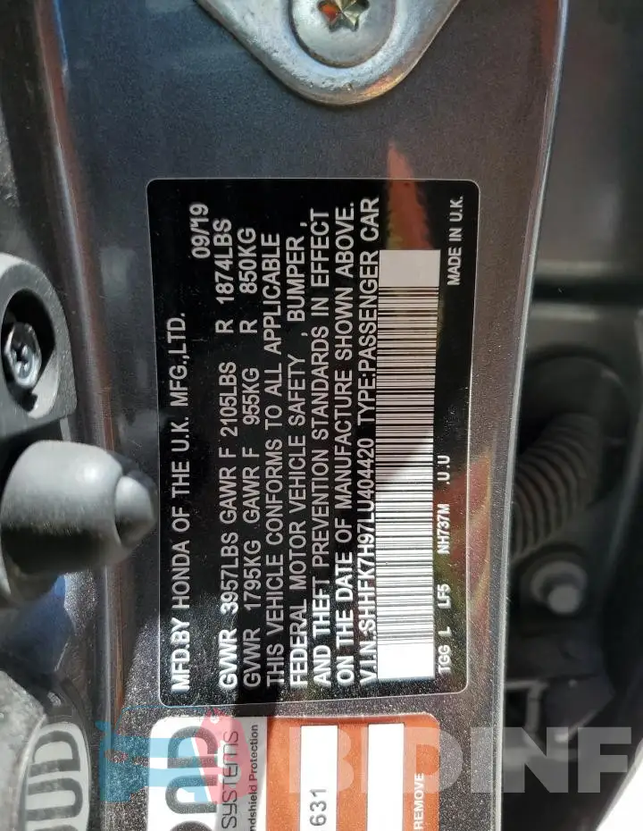 SHHFK7H97LU404420 Photo# 12