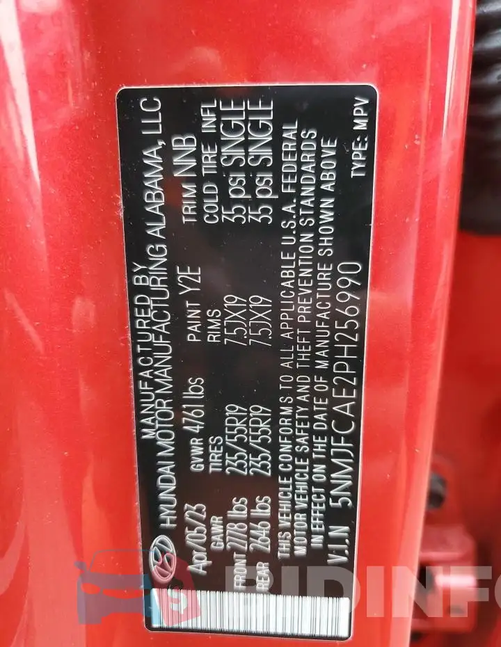 5NMJFCAE2PH256990 Photo# 14