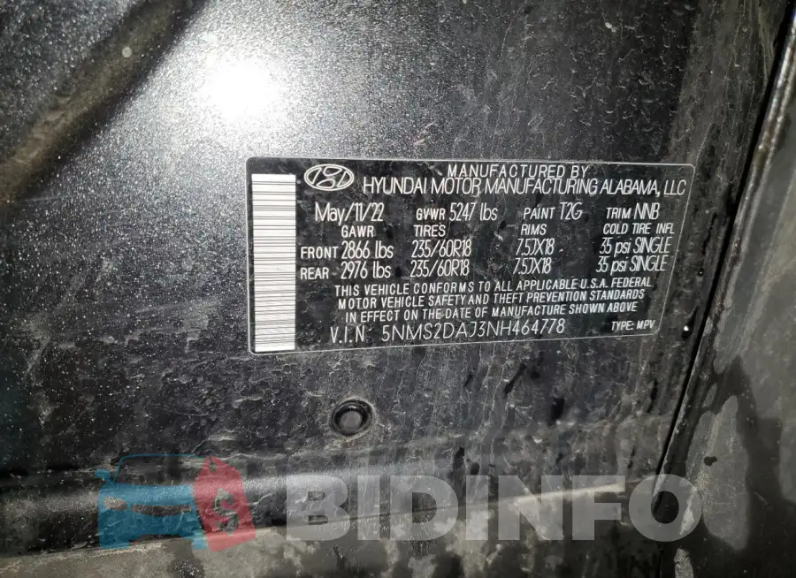 5NMS2DAJ3NH464778 Photo# 13