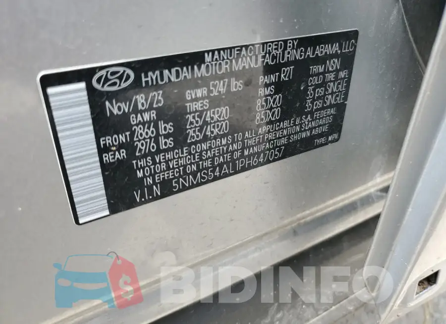 5NMS54AL1PH647057 Photo# 13