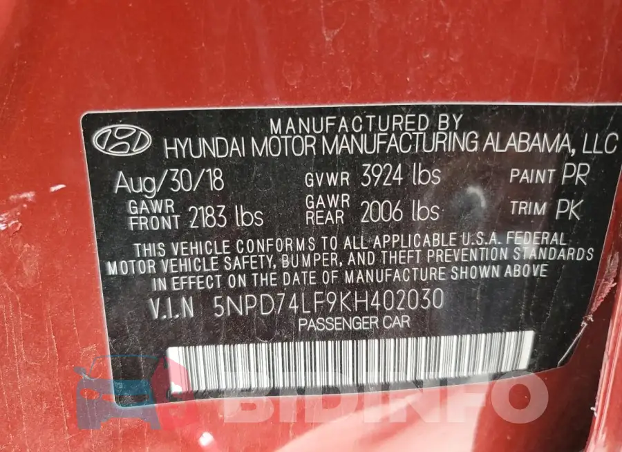 5NPD74LF9KH402030 Photo# 13