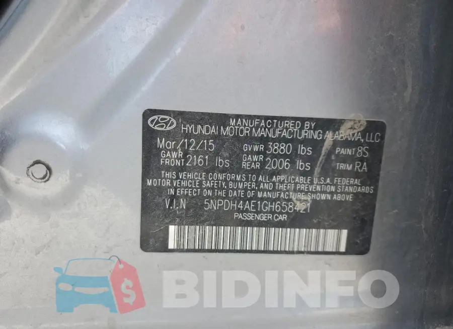 5NPDH4AE1GH658421 Photo# 12