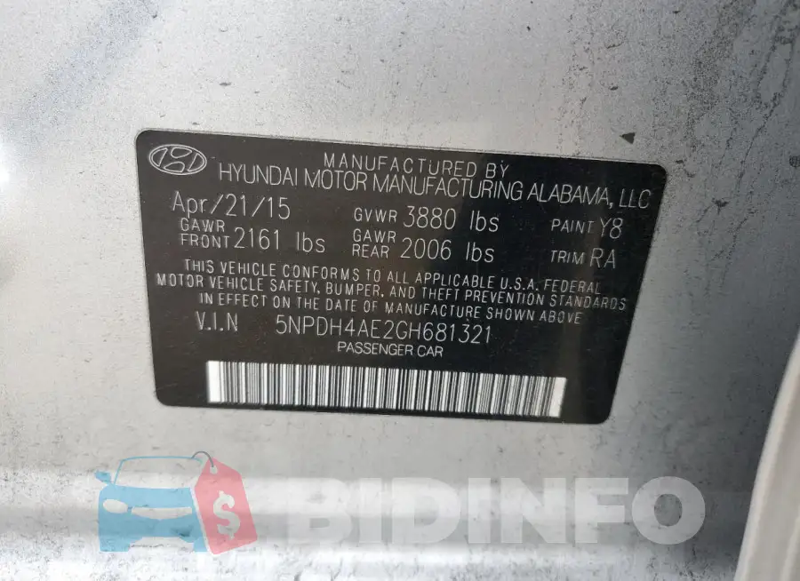 5NPDH4AE2GH681321 Photo# 12