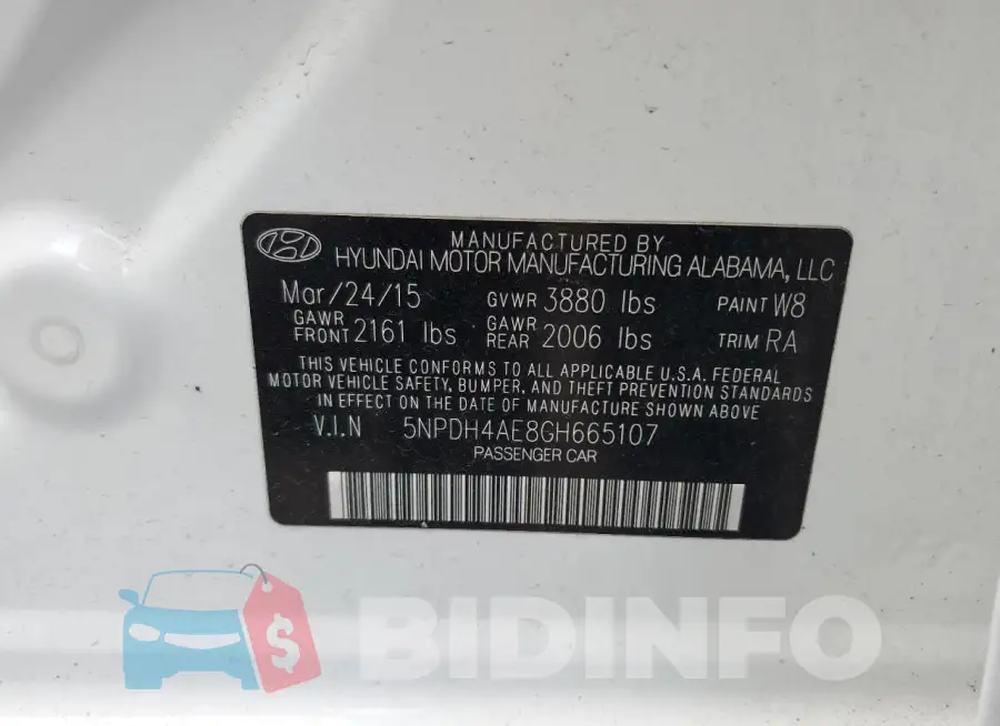 5NPDH4AE8GH665107 Photo# 12
