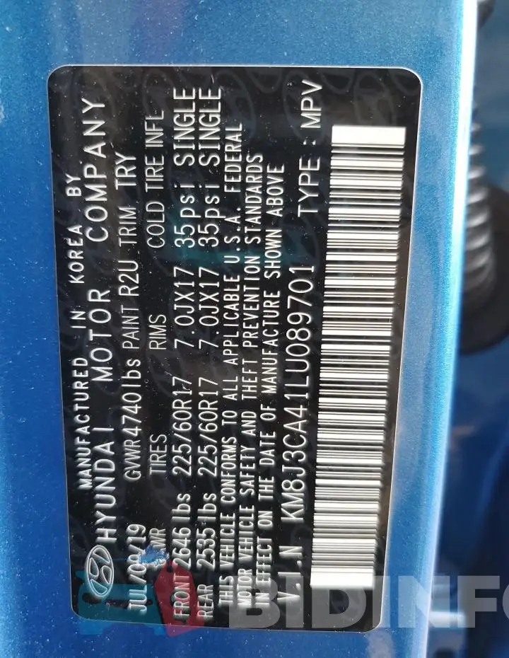 KM8J3CA41LU089701 Photo# 13
