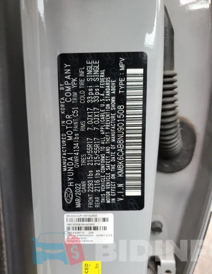 KM8K6CAB8NU901508 Photo# 13