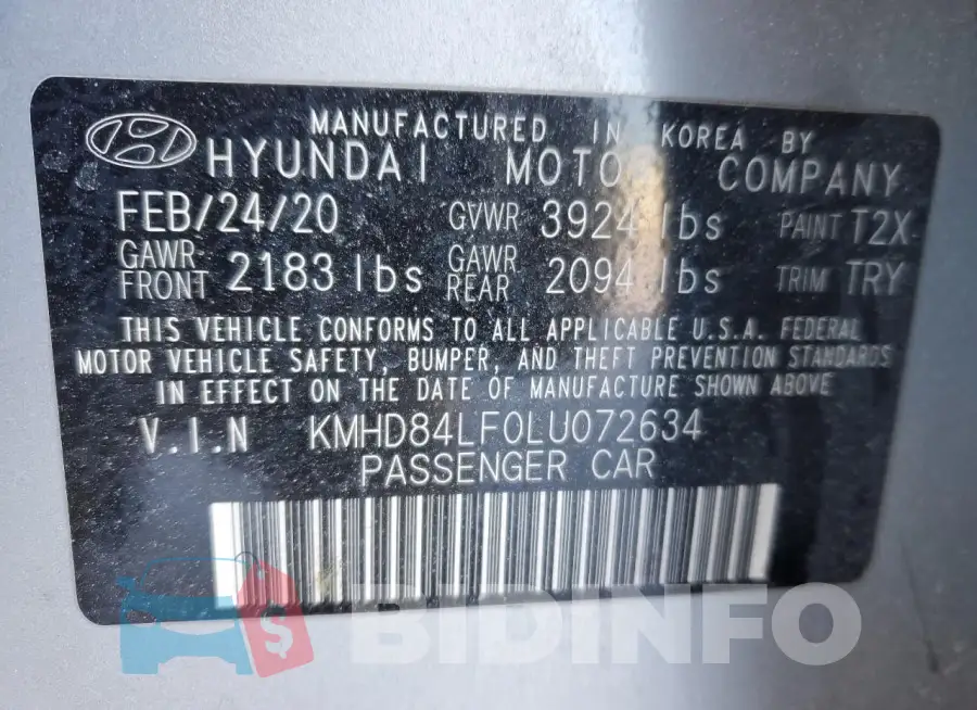 KMHD84LF0LU072634 Photo# 12