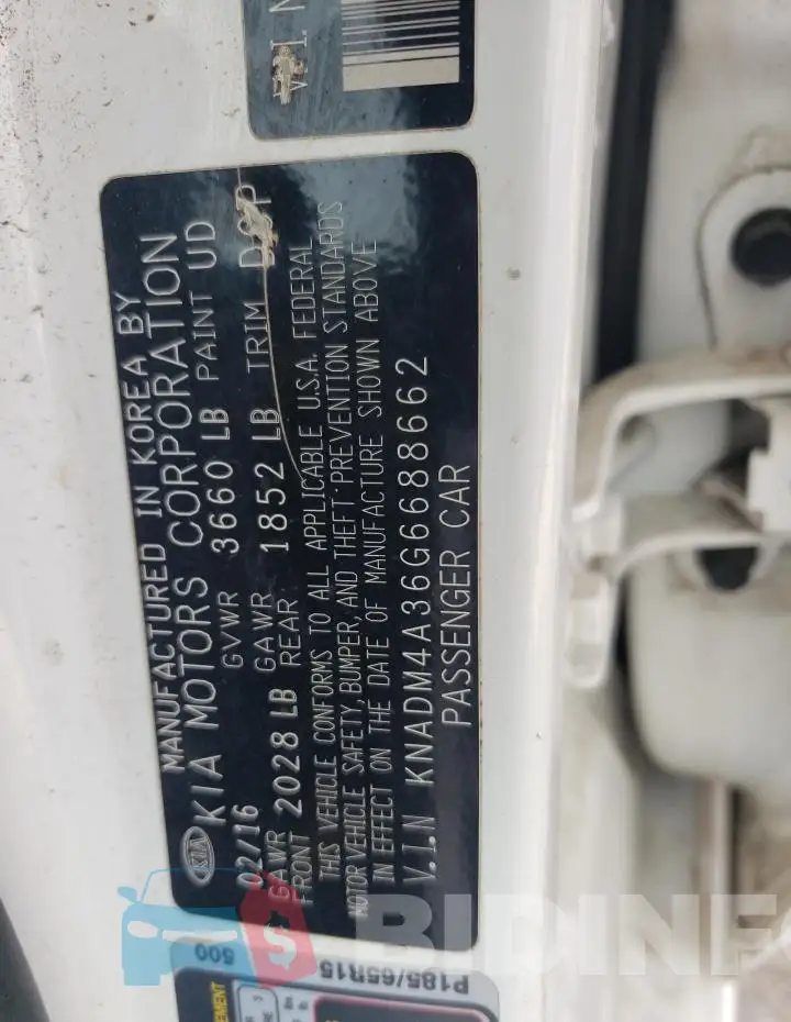 KNADM4A36G6688662 Photo# 12