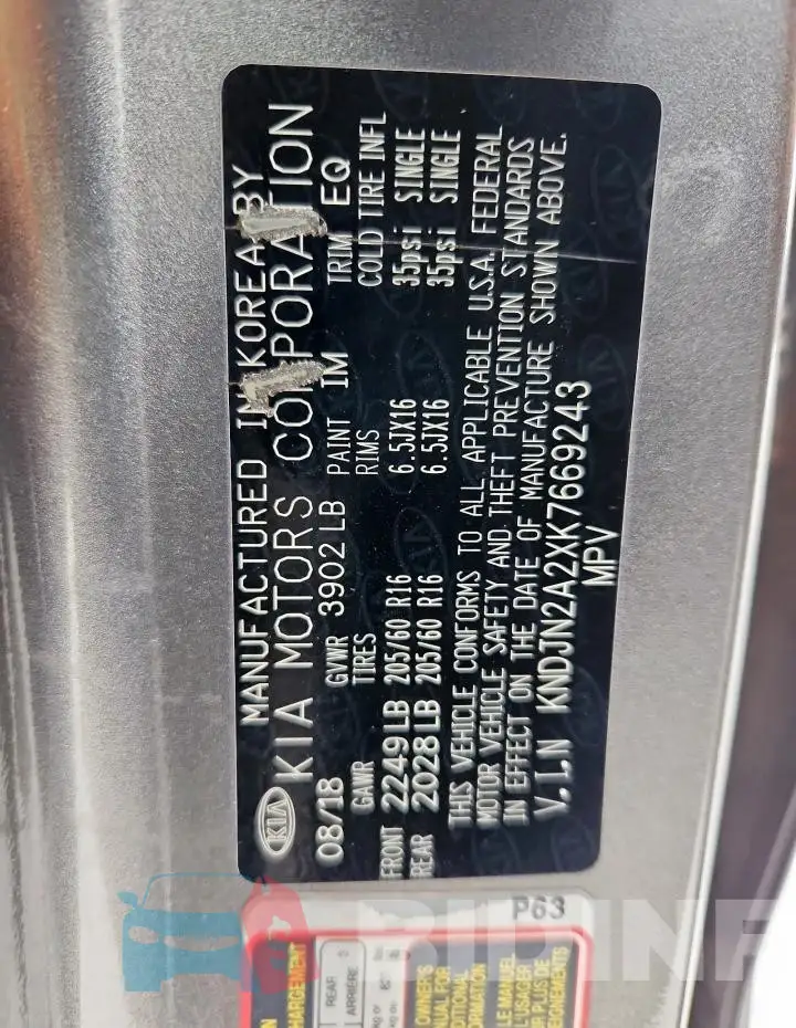 KNDJN2A2XK7669243 Photo# 13